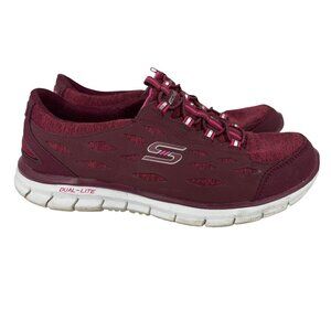 Skechers Womens Dual-Lite Sneakers Size 7.5 Fuchsia Burgundy Red Walking Shoes